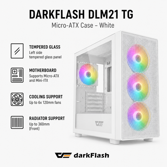 DARKFLASH DLM21 TG Case - white (DLM22-BK)