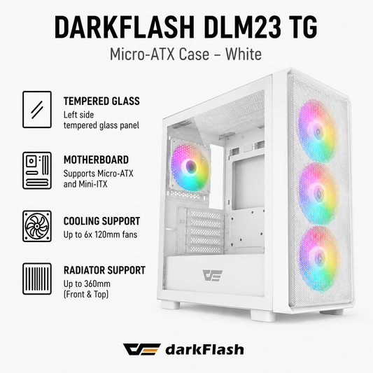 DARKFLASH DLM23 TG Case - white (DLX21-BK)