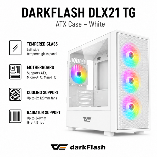DARKFLASH DLX21 TG Case - white (DLX22-WH)
