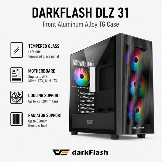 DARKFLASH DLZ 31 Front Aluminum Alloy TG Case (DM12F-SINGLE-BL)