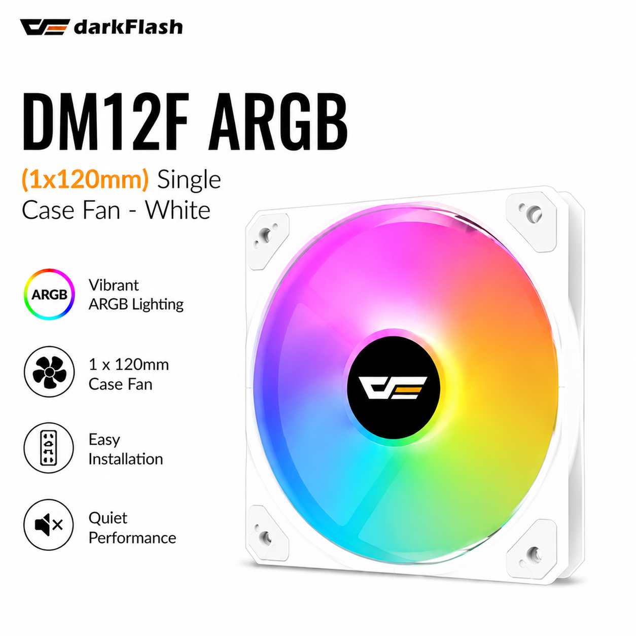 DARKFLASH DM12F ARGB (1x120mm) Single Case Fan white (DM12F-3IN1-BL)