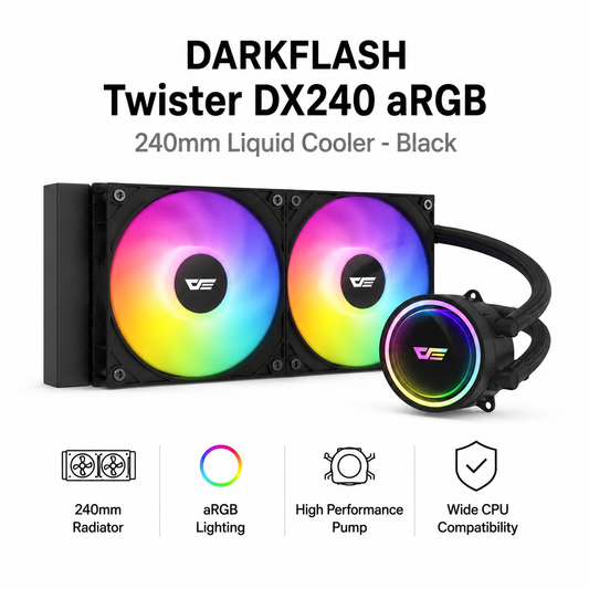 DARKFLASH Twister DX240 aRGB 240mm Liquid Cooler - Black (DX240-ARGB-WH)