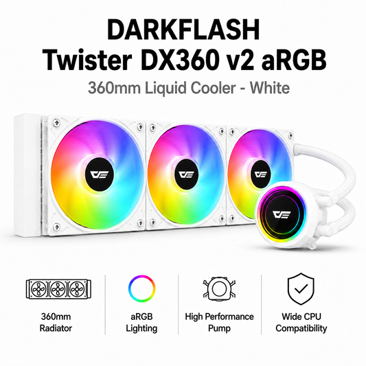 DARKFLASH Twister DX360 v2 aRGB 360mm Liquid Cooler - White (CAB-DAT-SAT-3.5)