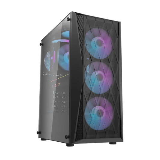 DARKFLASH DK352 MESH w/ 4pcs aRGB Fans TG Case - black