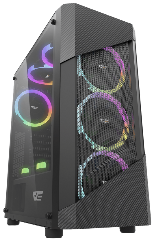 DARKFLASH POLLUX w/ 2pcs 140mm Fainbow Fans - black