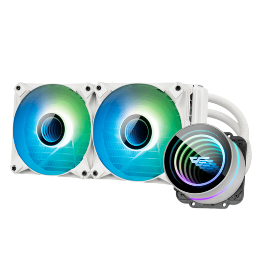 DARKFLASH Twister DX240 v2.6 (360Â° rotation cap) aRGB 240mm Liquid Cooler - White