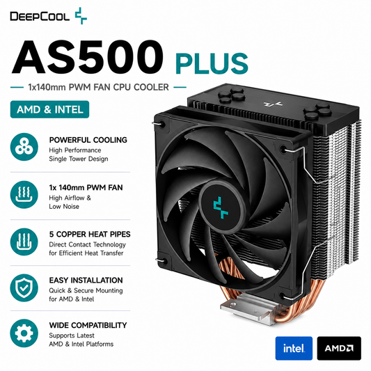 DEEPCOOL AS500 PLUS 1x140mm PWM Fan CPU Cooler (amd&intel) (DP-GS-MCH7-ASN-3)
