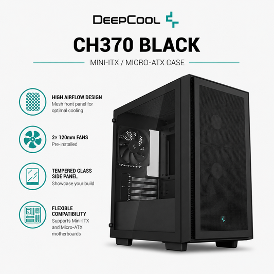 DEEPCOOL CH370 Black - Mini-ITX / Micro-ATX (CH370)