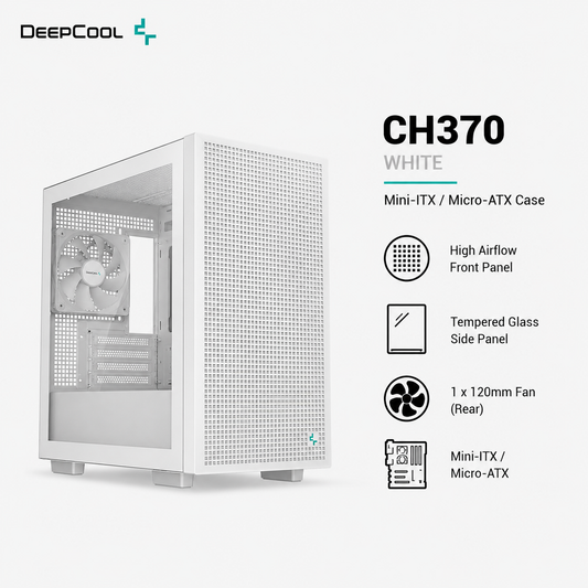 DEEPCOOL CH370 White - Mini-ITX / Micro-ATX (CH370-WH)
