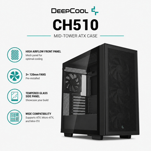 DEEPCOOL CH510 Mid-Tower ATX Case - black (CH510)