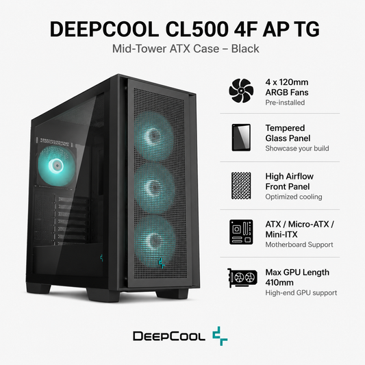 DEEPCOOL CL500 4F AP TG Case - black (CL500-4F)