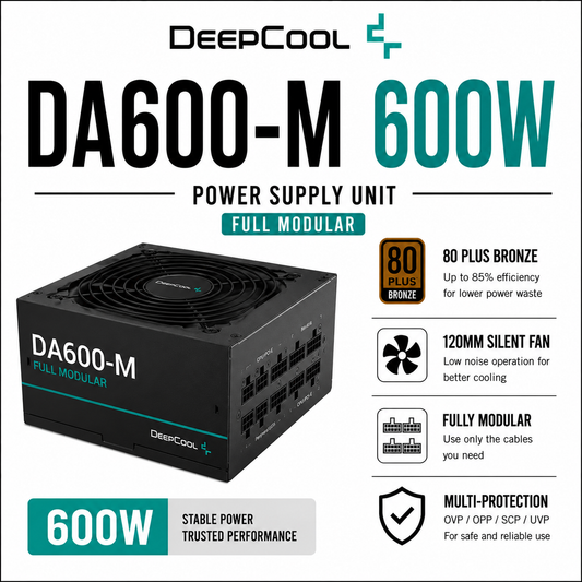 DEEPCOOL DA600-M 80+ Bronze 600W Power Supply Unit (Full Modular) (DA600-M)