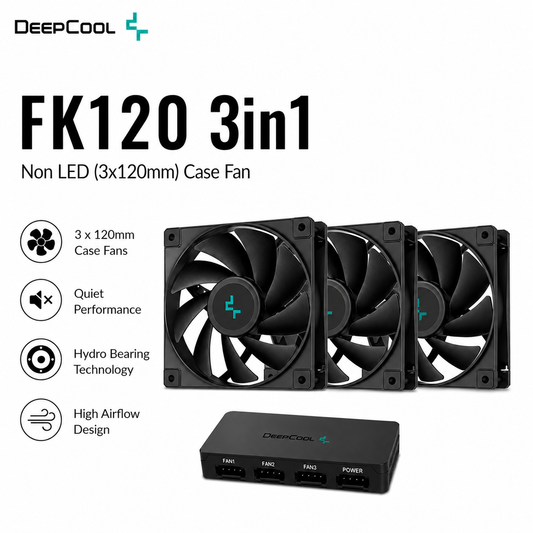 DEEPCOOL FK120 3in1 Non LED (3x120mm) Case Fan (R-FK120-BKNPF3-G-1)