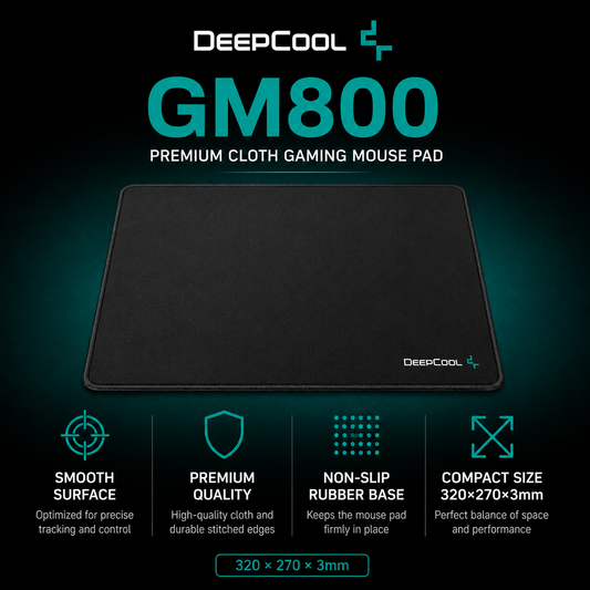 DEEPCOOL GM800 Premium Cloth Gaming Mouse Pad(320x270x3mm) (R-GM800-BKNNNM-G)