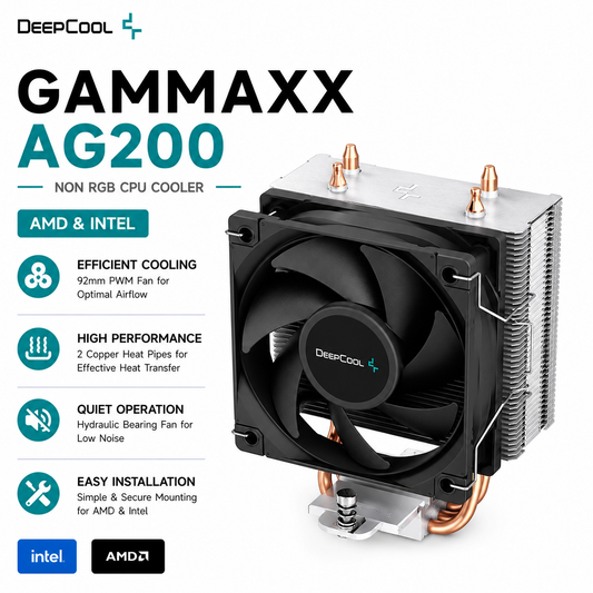 DEEPCOOL Gammaxx AG200 non RGB CPU Cooler (amd&intel) (R-AG200-BKNNMN-G)