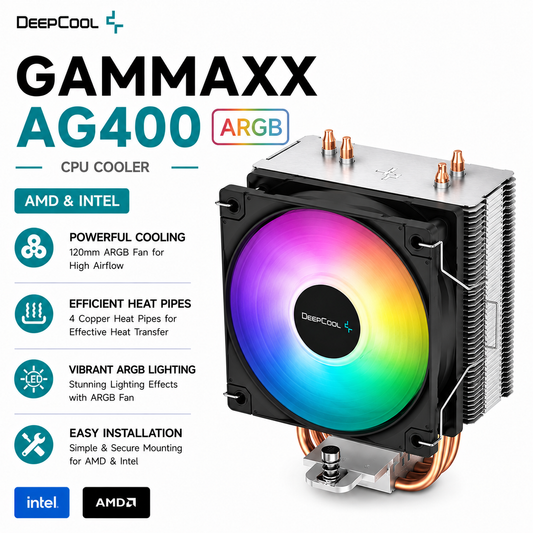 DEEPCOOL Gammaxx AG400 ARGB CPU Cooler (amd&intel) (R-AG400-BKANMC-G-1)