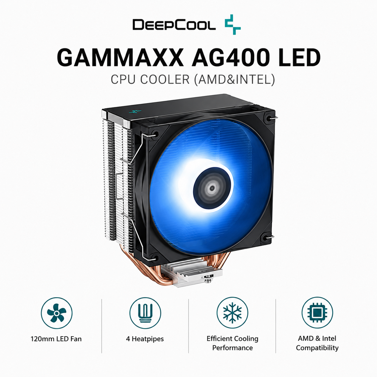 DEEPCOOL Gammaxx AG400 LED CPU Cooler (amd&intel) (R-AG400-BKLNMC-G-1)