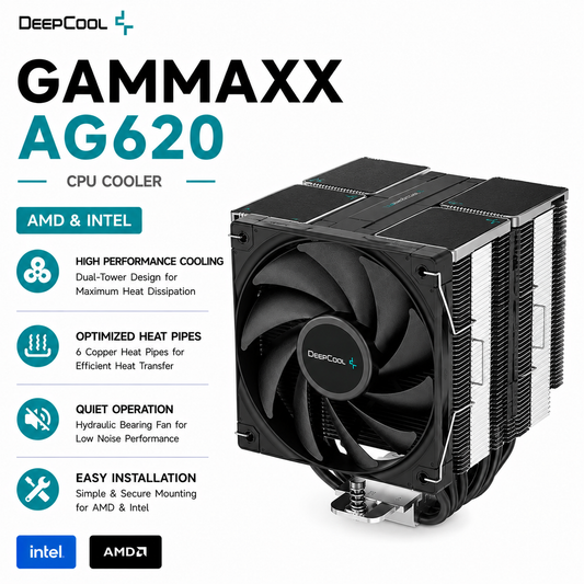 DEEPCOOL Gammaxx AG620 non RGB CPU Cooler (amd&intel) (R-AG620-BKNNMN-G-1)