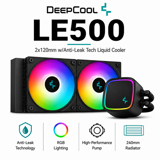 DEEPCOOL LE500 (2x120mm) w/Anti-Leak Tech Liquid Cooler (R-LE500-BKLNMC-G-1)