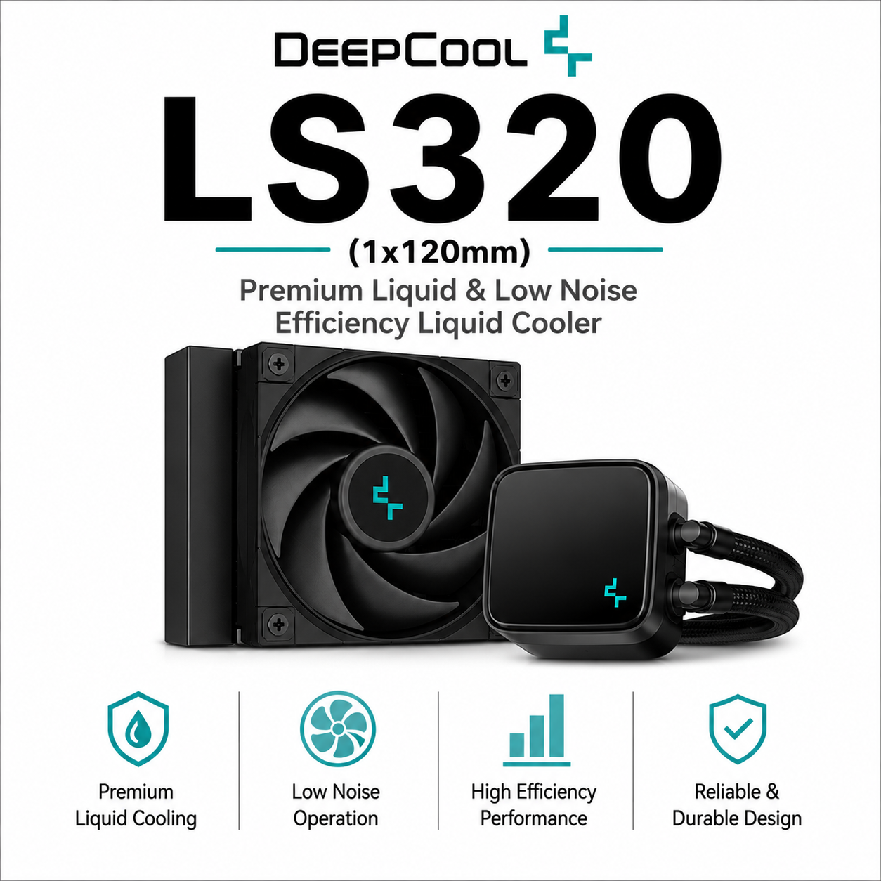 DEEPCOOL LS320 (1x120mm) Premium Liquid & Low Noise Effiency Liquid Cooler (R-LS320-BKAMMT-G-1)