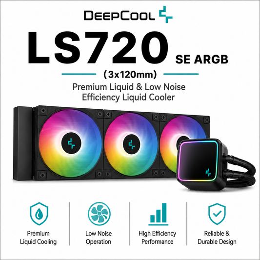 DEEPCOOL LS720 SE ARGB (3x120mm) Premium Liquid & Low Noise Effiency Liquid Cooler - Black (R-LS720-BKAMMM-G-1)