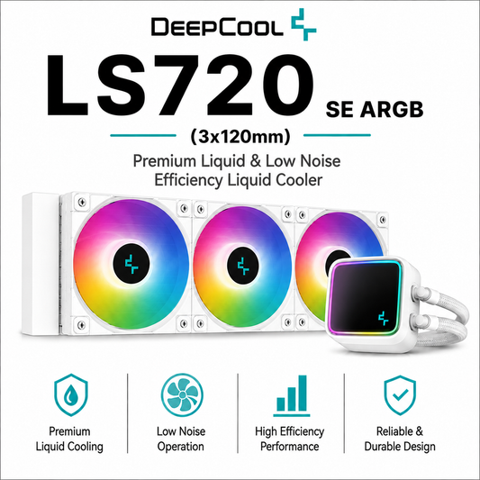 DEEPCOOL LS720 SE ARGB (3x120mm) Premium Liquid & Low Noise Effiency Liquid Cooler - White (R-LS720-WHAMMM-G-1)
