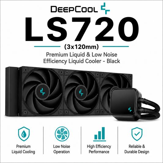 DEEPCOOL LS720 (3x120mm) Premium Liquid & Low Noise Effiency Liquid Cooler - Black (R-LS720-BKAMNT-G-1)