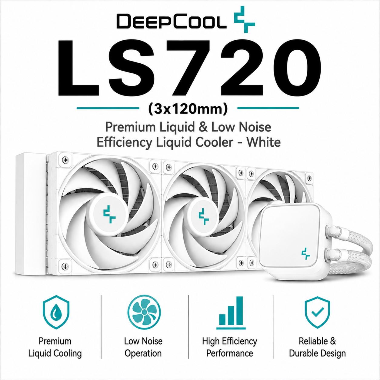 DEEPCOOL LS720 (3x120mm) Premium Liquid & Low Noise Effiency Liquid Cooler - White (R-LS720-WHAMNT-G-1)