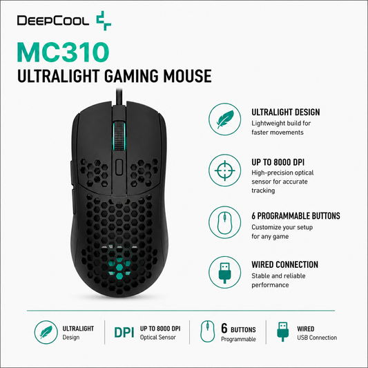 DEEPCOOL MC310 Ultralight Gaming Mouse (R-MC310-BKCUNN-G)
