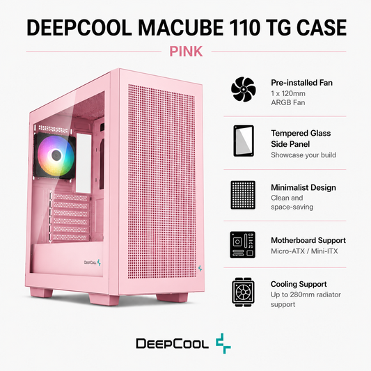 DEEPCOOL Macube 110 TG Case - pink (MACUBE110-PK)