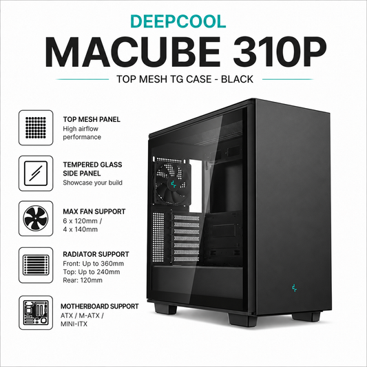 DEEPCOOL Macube 310P TOP MESH TG Case - black (MACUBE310P-BK)