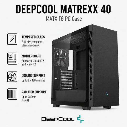 DEEPCOOL Matrexx 40 MATX TG PC Case - black (MATREXX40)