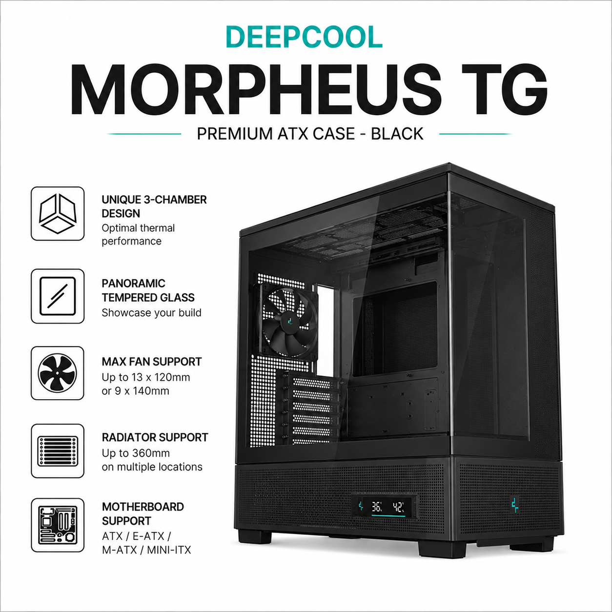 DEEPCOOL Morpheus TG Case - Black (MORPHEUS-BK)