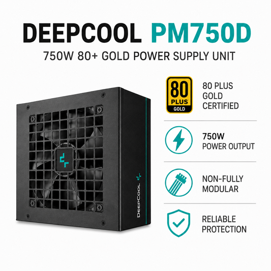 DEEPCOOL PM750D - 750W 80+ Gold (Non-Fully Modular) (PM750D)