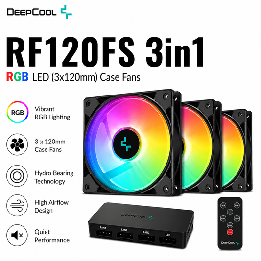 DEEPCOOL RF120FS 3in1 RGB LED (3x120mm) Case Fans (DP-FLED3-RF120FS-3P)