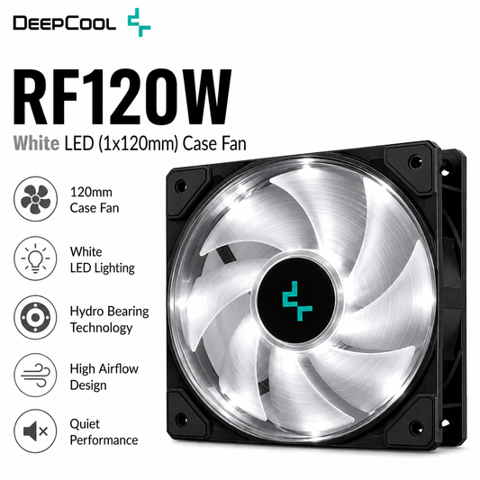 DEEPCOOL RF120W White LED (1x120mm) Case Fan (DP-FLED-RF120-WH)
