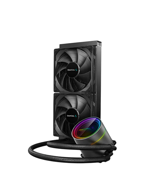 DEEPCOOL Castle 240EX A-RGB w/Anti-Leak Tech Liquid Cooler (2x120mm CF120 aRGB Fans) - black