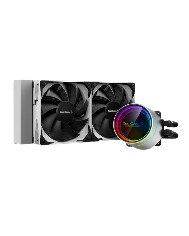 DEEPCOOL Castle 240EX A-RGB w/Anti-Leak Tech Liquid Cooler (2x120mm CF120 aRGB Fans) - white