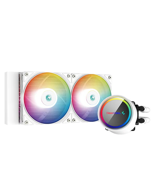 DEEPCOOL Gammaxx L240 ARGB w/Anti-Leak Tech Liquid Cooler (2x120mm aRGB LED PWM Fans) - white