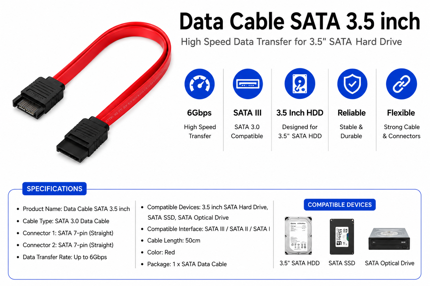 Data Cable SATA 3.5 inch (R-AG400-BKLNMN-G-1)