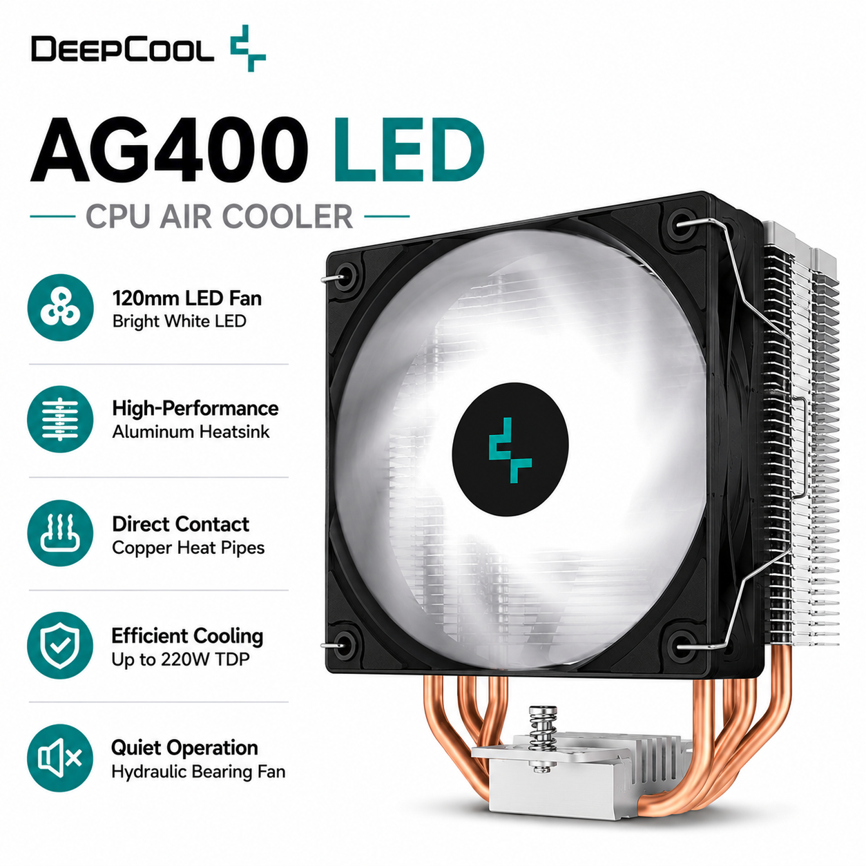 Deepcool AG400 LED CPU Air Cooler (R-AK400-BKADMN-G)