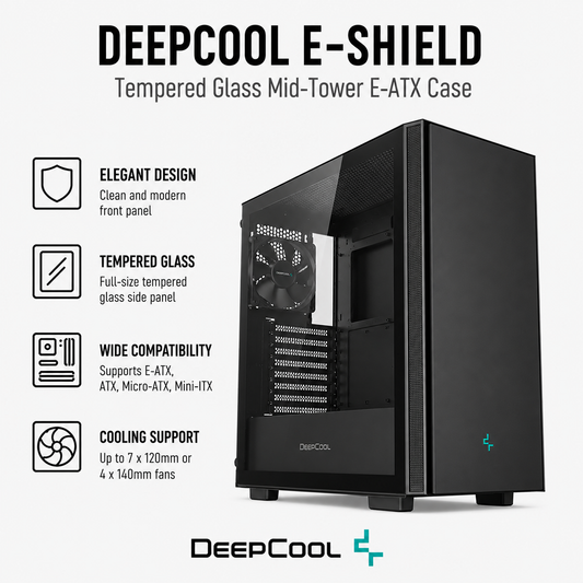 Deepcool E-SHIELD Tempered Glass Mid-Tower E-ATX Case (E-SHIELD)