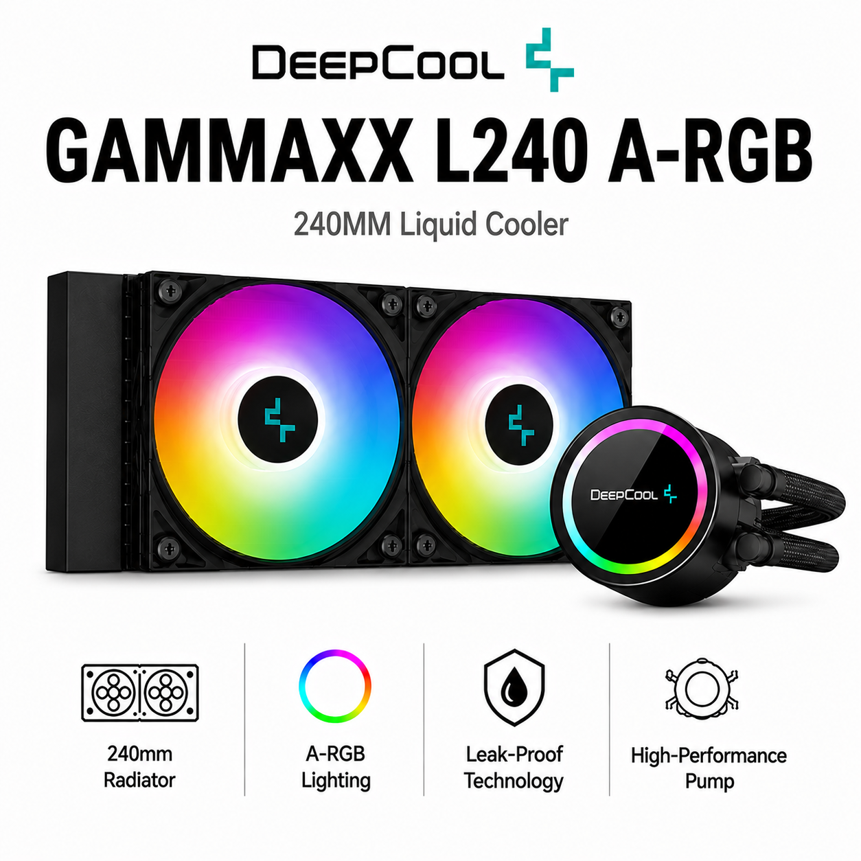 Deepcool GAMMAXX L240 A-RGB 240MM Liquid Cooler (Black) (DP-H12CF-GL240-ARGB)