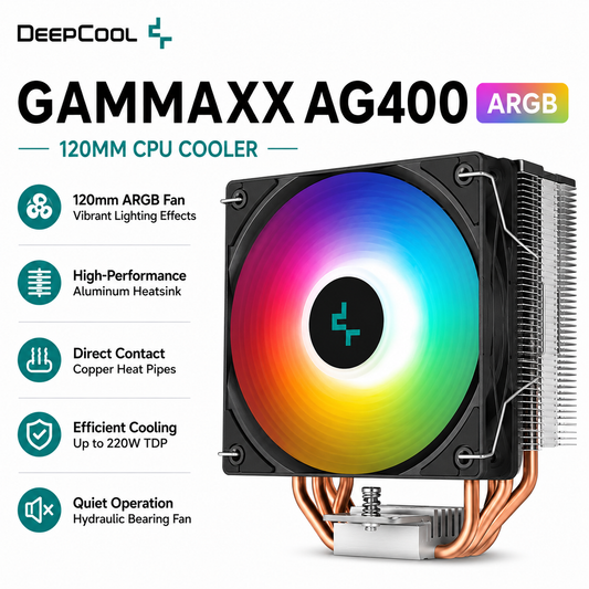 Deepcool Gammaxx AG400 ARGB 120MM CPU Cooler (R-AG400-BKANMC-G-1)