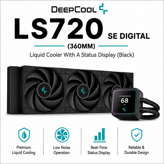 Deepcool LS720 SE Digital 360MM Liquid Cooler With A Status Display (Black) (R-LS720-BKAMMD-G-1)