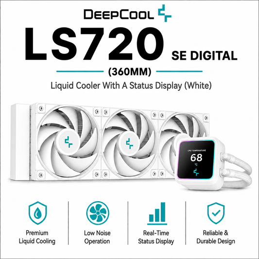 Deepcool LS720 SE Digital 360MM Liquid Cooler With A Status Display (White) (R-LS720-WHAMMD-G-1)