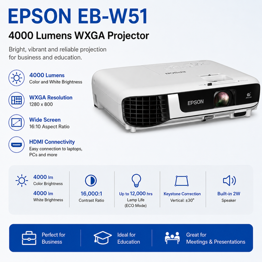 Epson EB-W51 PROJ 4000 LUMENS WXGA (EB-W51)
