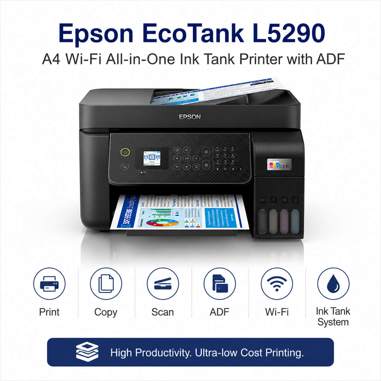 Epson EcoTank L5290 A4 Wi-Fi All-in-One Ink Tank Printer with ADF (L5290)