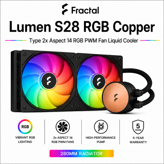 FRACTAL Lumen S28 RGB Copper Type 2x Aspect 14 RGB PWM Fan Liquid Cooler (FD-W-L1-S2802)