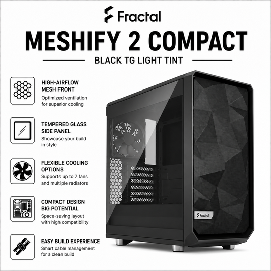 FRACTAL Meshify 2 Compact Black TG Light Tint (FD-C-MES2C-03)